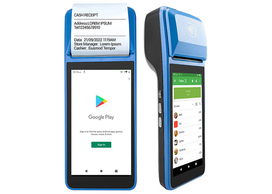 China 5 polegadas 4G WIFI NFC Android terminal POS portátil com impressora térmica integrada na Google Play Store fornecedor